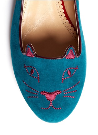 Detail View - Click To Enlarge - CHARLOTTE OLYMPIA - 'Kitty Studs' suede flats