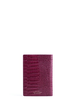 Detail View - Click To Enlarge - SMYTHSON - 'Mara' croc embossed leather passport cover - Dark Berry