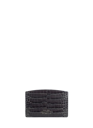Main View - Click To Enlarge - SMYTHSON - 'Mara' croc embossed leather card holder - Charcoal