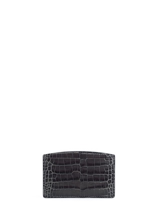 Figure View - Click To Enlarge - SMYTHSON - 'Mara' croc embossed leather card holder - Charcoal