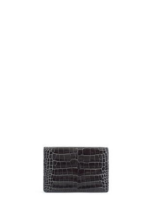 Main View - Click To Enlarge - SMYTHSON - 'Mara' croc embossed leather fold card holder - Charcoal
