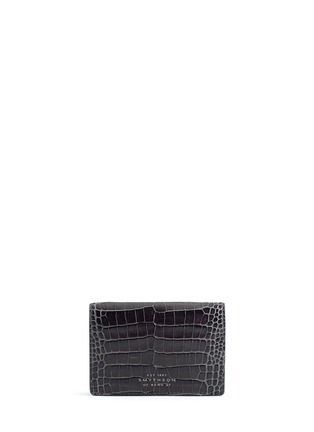 Figure View - Click To Enlarge - SMYTHSON - 'Mara' croc embossed leather fold card holder - Charcoal