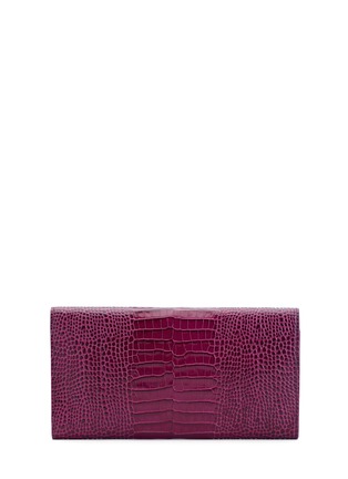 Figure View - Click To Enlarge - SMYTHSON - 'Mara' croc embossed leather travel wallet - Dark Berry