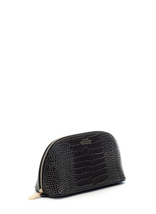 Figure View - Click To Enlarge - SMYTHSON - 'Mara' croc embossed leather cosmetics case - Charcoal