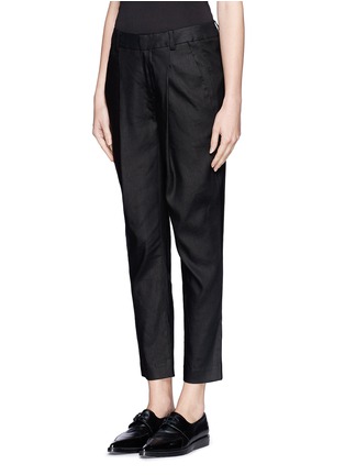 Front View - Click To Enlarge - HELMUT LANG - Glossy linen twill pleat pants
