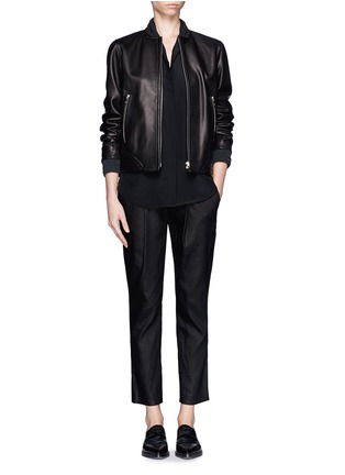 Figure View - Click To Enlarge - HELMUT LANG - Glossy linen twill pleat pants