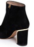 Detail View - Click To Enlarge - CHLOÉ - 'Beckie' suede metal plate heel ankle boots