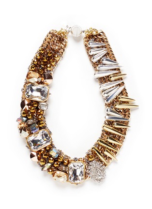 Main View - Click To Enlarge - MOUNSER - Metallic spike rhinestone collar necklace