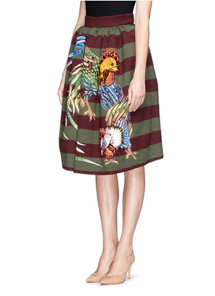 Front View - Click To Enlarge - STELLA JEAN - 'Veruska' acrylic rooster print structured skirt