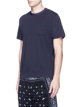 Front View - Click To Enlarge - SACAI - Satin neck cotton jersey T-shirt