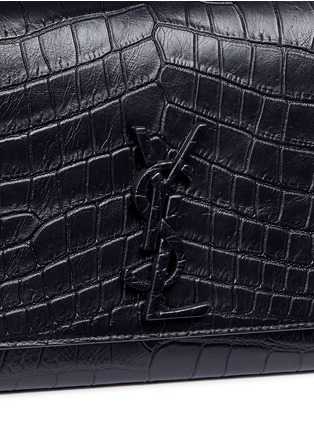 Detail View - Click To Enlarge - SAINT LAURENT - 'Classic Medium Kate Monogram' croc embossed leather satchel