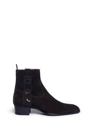 Main View - Click To Enlarge - SAINT LAURENT - 'Wyatt 40' star patch suede boots