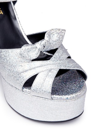 Detail View - Click To Enlarge - SAINT LAURENT - 'Candy' coarse glitter leather sandals