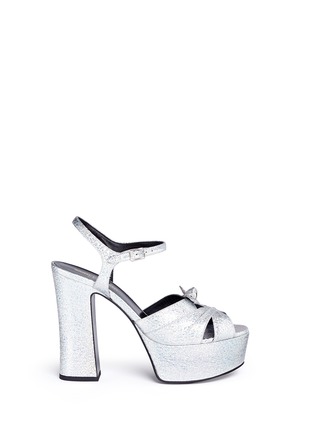 Main View - Click To Enlarge - SAINT LAURENT - 'Candy' coarse glitter leather sandals