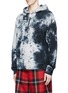 Front View - Click To Enlarge - ALEXANDER WANG - 'Classic Black' embroidered tie dye hoodie