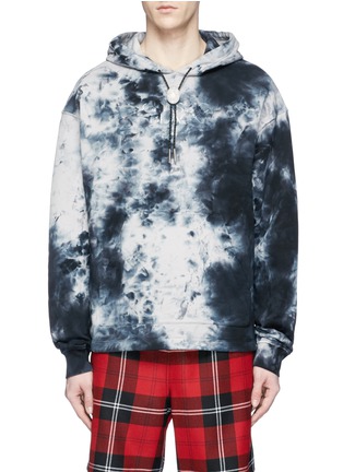 Main View - Click To Enlarge - ALEXANDER WANG - 'Classic Black' embroidered tie dye hoodie