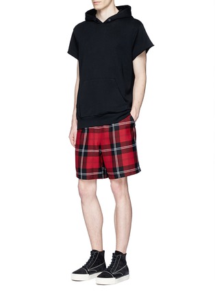 Figure View - Click To Enlarge - ALEXANDER WANG - Check plaid wool flannel shorts