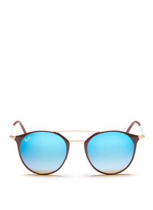 Main View - Click To Enlarge - RAY-BAN - 'RB3546' coated metal round mirror sunglasses