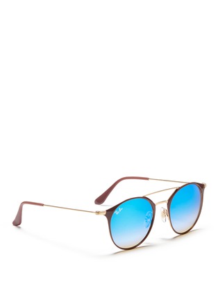 Figure View - Click To Enlarge - RAY-BAN - 'RB3546' coated metal round mirror sunglasses