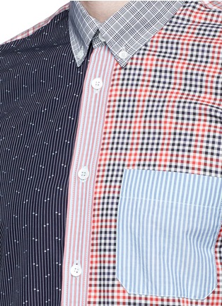 Detail View - Click To Enlarge - MAISON KITSUNÉ - Patchwork cotton short sleeve shirt