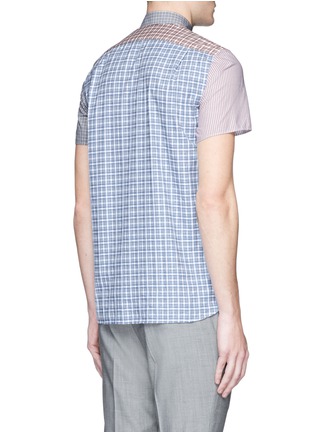 Back View - Click To Enlarge - MAISON KITSUNÉ - Patchwork cotton short sleeve shirt