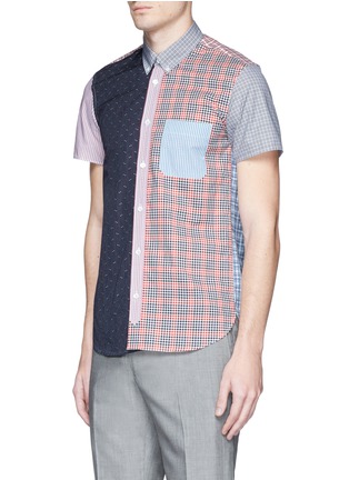 Front View - Click To Enlarge - MAISON KITSUNÉ - Patchwork cotton short sleeve shirt