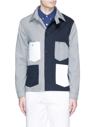 Main View - Click To Enlarge - MAISON KITSUNÉ - Stripe patchwork worker jacket