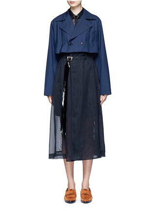 Main View - Click To Enlarge - TOGA ARCHIVES - Belted mesh hem woven wool blend coat