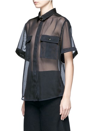 Front View - Click To Enlarge - TOGA ARCHIVES - Buckle throatlatch sheer mesh shirt