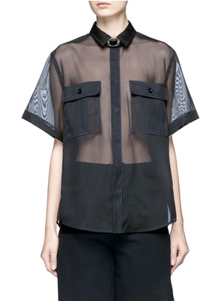 Main View - Click To Enlarge - TOGA ARCHIVES - Buckle throatlatch sheer mesh shirt