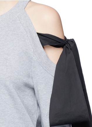 Detail View - Click To Enlarge - MSGM - Ribbon tie cold shoulder sweatshirt