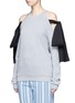 Front View - Click To Enlarge - MSGM - Ribbon tie cold shoulder sweatshirt