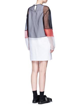 Back View - Click To Enlarge - MSGM - Colourblock mesh top cotton jersey dress