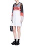 Figure View - Click To Enlarge - MSGM - Colourblock mesh top cotton jersey dress