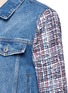 Detail View - Click To Enlarge - MSGM - Tweed sleeve cropped denim jacket
