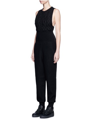 Front View - Click To Enlarge - DKNY - Merino wool cable knit jumpsuit