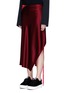 Front View - Click To Enlarge - DKNY - Asymmetric hem lace-up satin maxi skirt