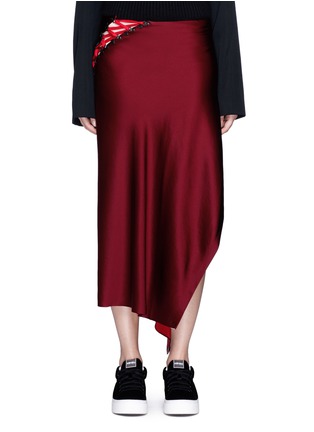 Main View - Click To Enlarge - DKNY - Asymmetric hem lace-up satin maxi skirt
