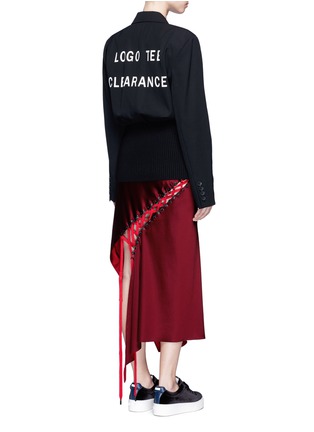 Figure View - Click To Enlarge - DKNY - Asymmetric hem lace-up satin maxi skirt
