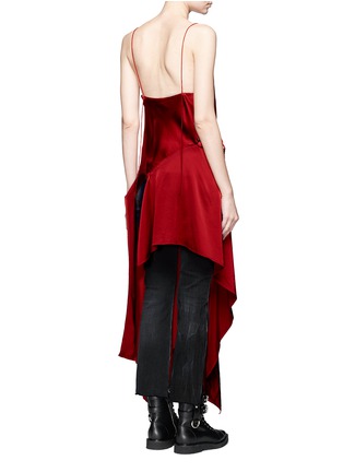 Back View - Click To Enlarge - DKNY - Asymmetric hem lace-up slit satin dress