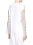 Back View - Click To Enlarge - CHLOÉ - Mesh lace sleeve cotton jersey T-shirt