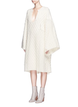 Front View - Click To Enlarge - CHLOÉ - Diamond lattice textured wool knit dress
