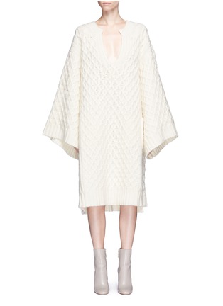 Main View - Click To Enlarge - CHLOÉ - Diamond lattice textured wool knit dress