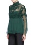 Front View - Click To Enlarge - CHLOÉ - Raised embroidery silk crépon blouse