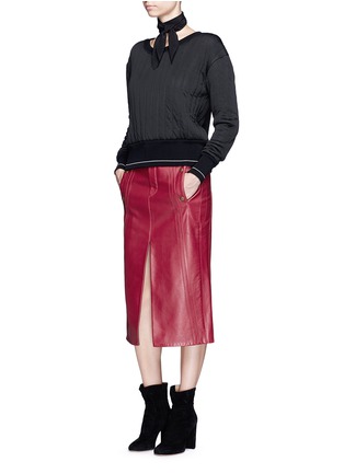 Figure View - Click To Enlarge - CHLOÉ - Zip teeth trim split leather skirt