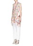 Front View - Click To Enlarge - CHLOÉ - Ethnic embrodiered silk blend linen tunic