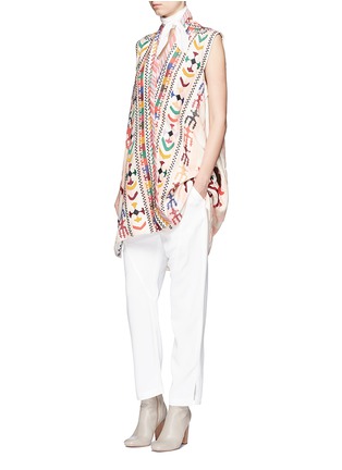 Figure View - Click To Enlarge - CHLOÉ - Ethnic embrodiered silk blend linen tunic