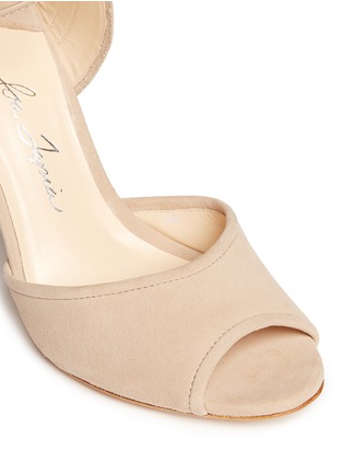 Detail View - Click To Enlarge - ISA TAPIA - 'Alba' nappa trim pompom wraparound suede sandals