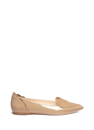 Main View - Click To Enlarge - ISA TAPIA - 'Clement' suede heart patent leather skimmer flats