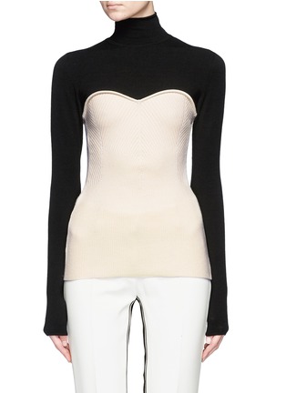 Main View - Click To Enlarge - CÉDRIC CHARLIER - Corset panel virgin wool blend sweater